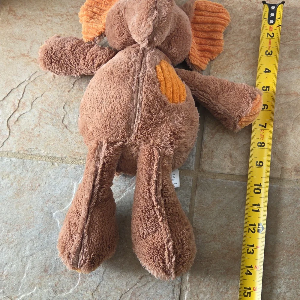 Pier 1 Brown and Orange Stuffed Elephant